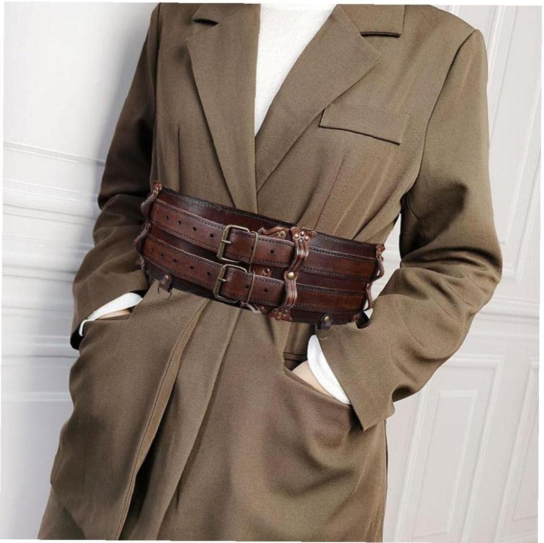 Onsinic Leder Bund Mittelalterlicher Abenteurer Gurt Gürtel Doppelband Taillenbänder Steampunk Gesch
