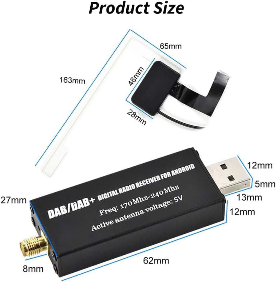 Hikity DAB/DAB+ Digital Adapter Tragbarer DAB+ Radio Tuner Empfänger mit Antenne+SMA Glass Antenne S