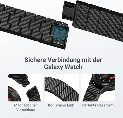 pitaka Carbon Armband für Samsung Galaxy Watch 6/6 Classic/5/5Pro/4 Classic/4 aus Kohlefaser Uhrenar