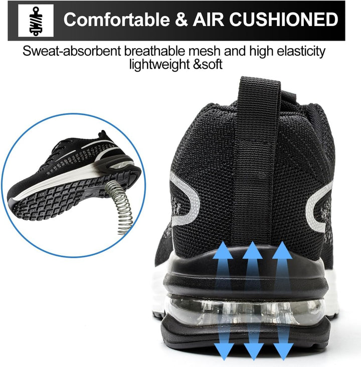 YEKOYIOO Sicherheitsschuhe Herren Damen Arbeitsschuhe mit Stahlkappe Sneaker Schutzschuhe 44 EU Grau