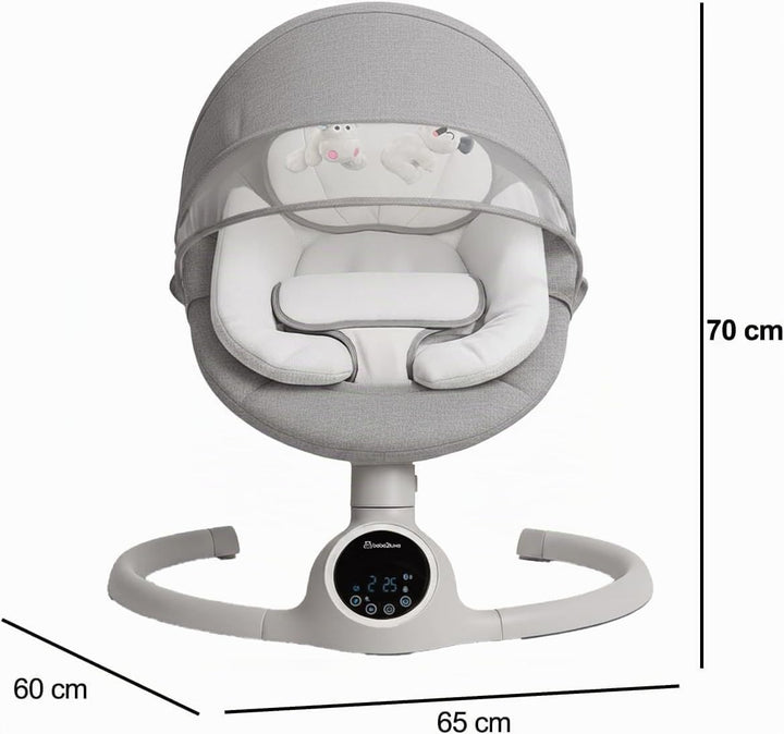 BEBE2LUXE ALPHA Babywippe, Elektrische Babyschaukel mit Musik, Nutzbar ab der Geburt bis ca. 6 Monat