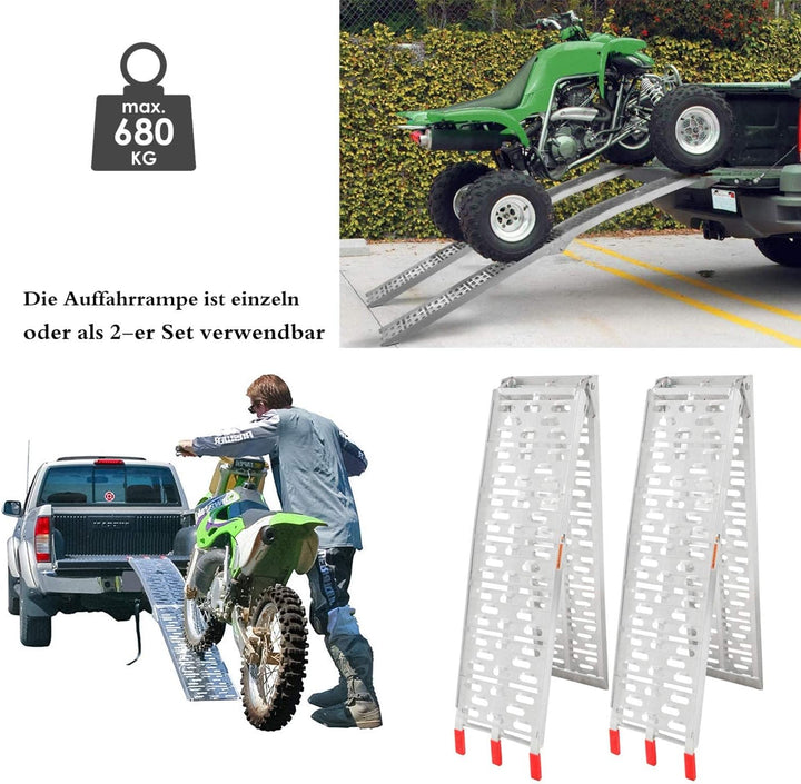 Herrselsam Auffahrrampe Faltbare ALU Rampen klappbar 226×28cm Laderampen 340 kg Traglast rutschfest