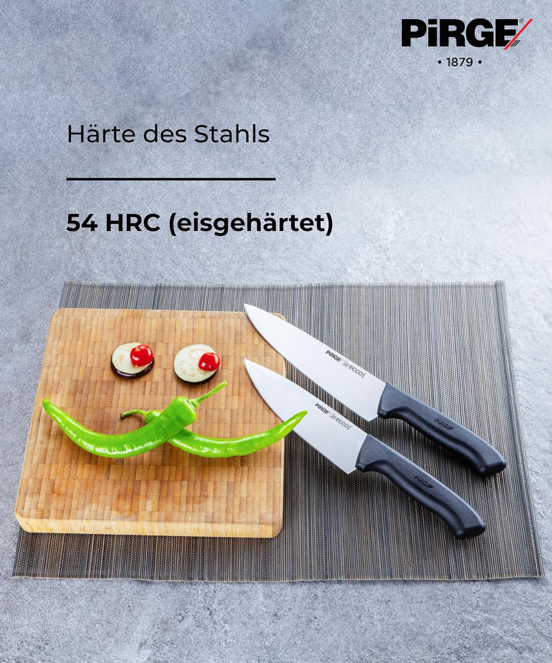Pirge Ecco Kochmesser 19 cm Profi Küchenmesser - Allzweckmesser - Chefmesser - 54 HRC Hochgekohlter