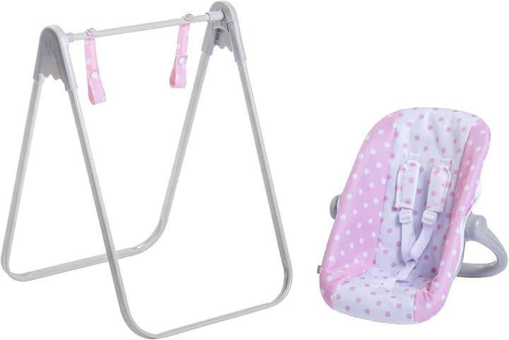 JC TOYS - 2-in-1 Hängematte und Stuhl mit Mehreren Positionen, abnehmbar für Puppen bis zu 45 cm, Ro