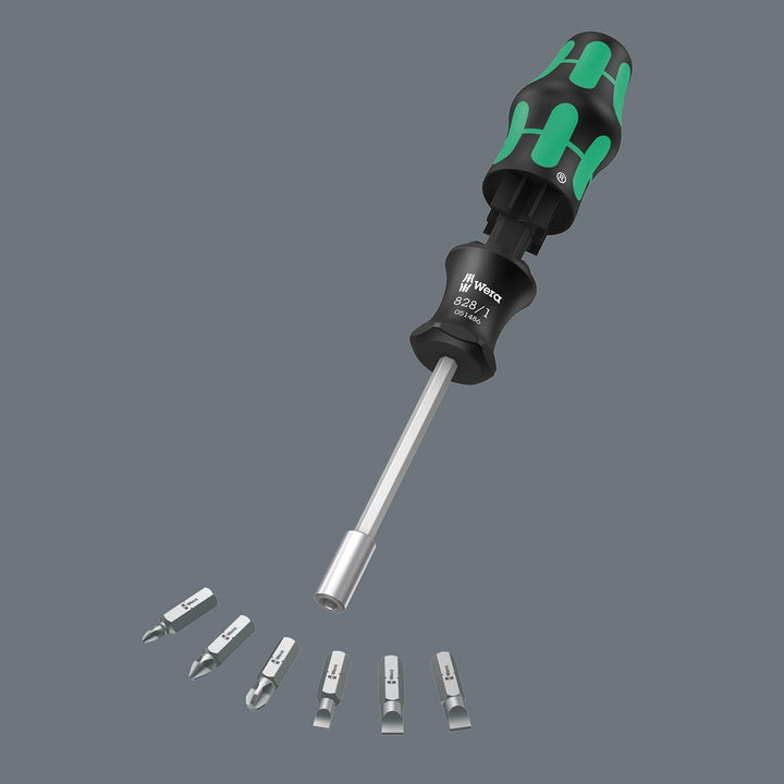 Wera - 05051511001 - Schraubendreher mit Bit Magazin, Kraftform Kompakt 27 Set 2, 7-teilig KK 27 Set