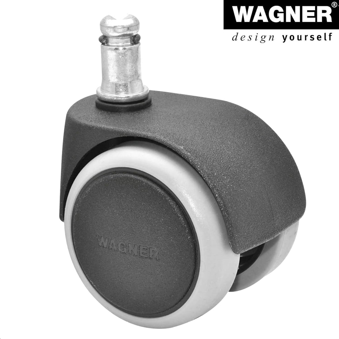 WAGNER Drehstuhlrollen/Bürostuhlrollen 5tlg. Set - SOFT - Durchmesser Ø 50 mm, Bauhöhe 55 mm, Softla