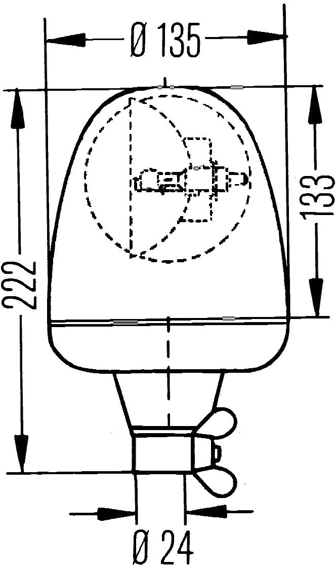 HELLA - Halogen-Rundumkennleuchte - KL Rotaflex - 24V - gelb - Rohrstutzen - Menge: 1 - 2RL 006 846-