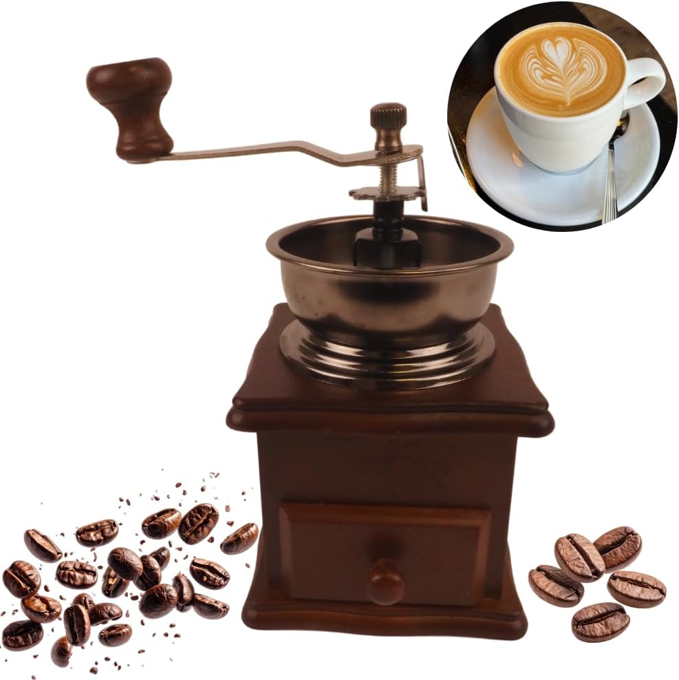 Kaffeemühle Holz manuell Retro Kaffeemühle im rustikalen Stil Handmühle für frischen Kaffee