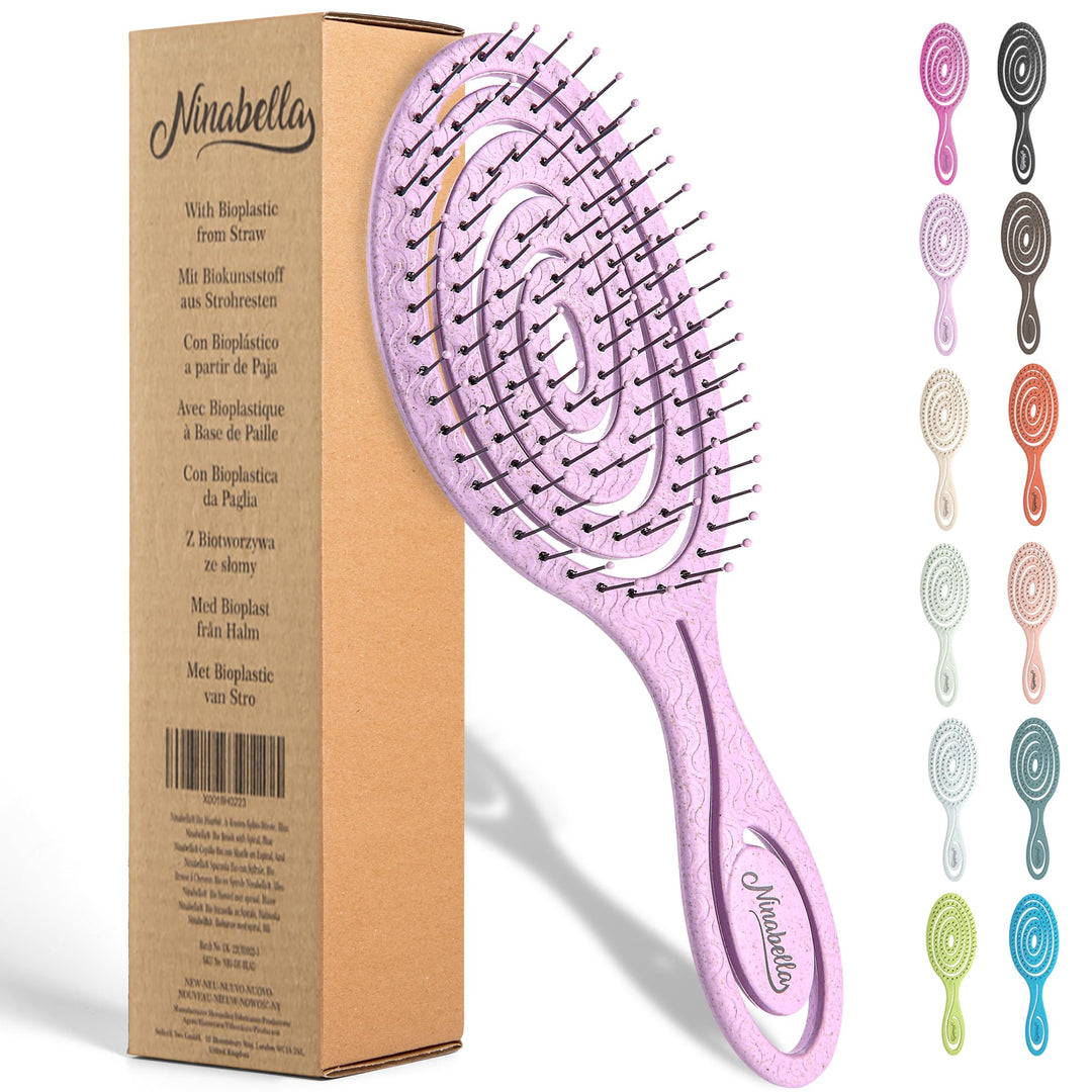 Ninabella Bio Haarbürste ohne Ziepen für Damen, Herren & Kinder - Entwirrbürste auch für Locken & La