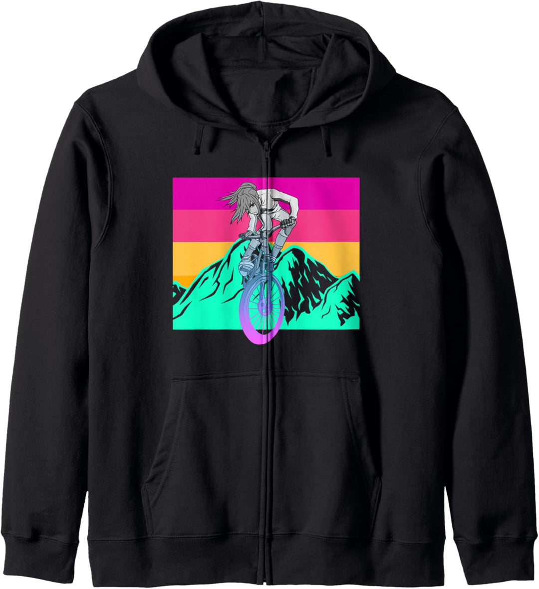 Biker Anime Girl Fahrradfahren Radfahren Mountain Bike MTB Kapuzenjacke