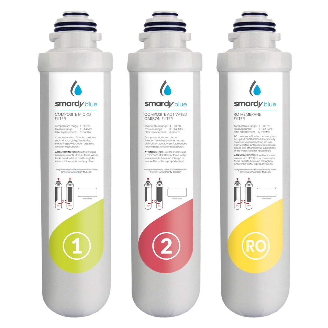 smardy blue 3in1 Ersatzfilter Set für Osmoseanlage zagora - Wechselintervall alle 12 Monate Filterse