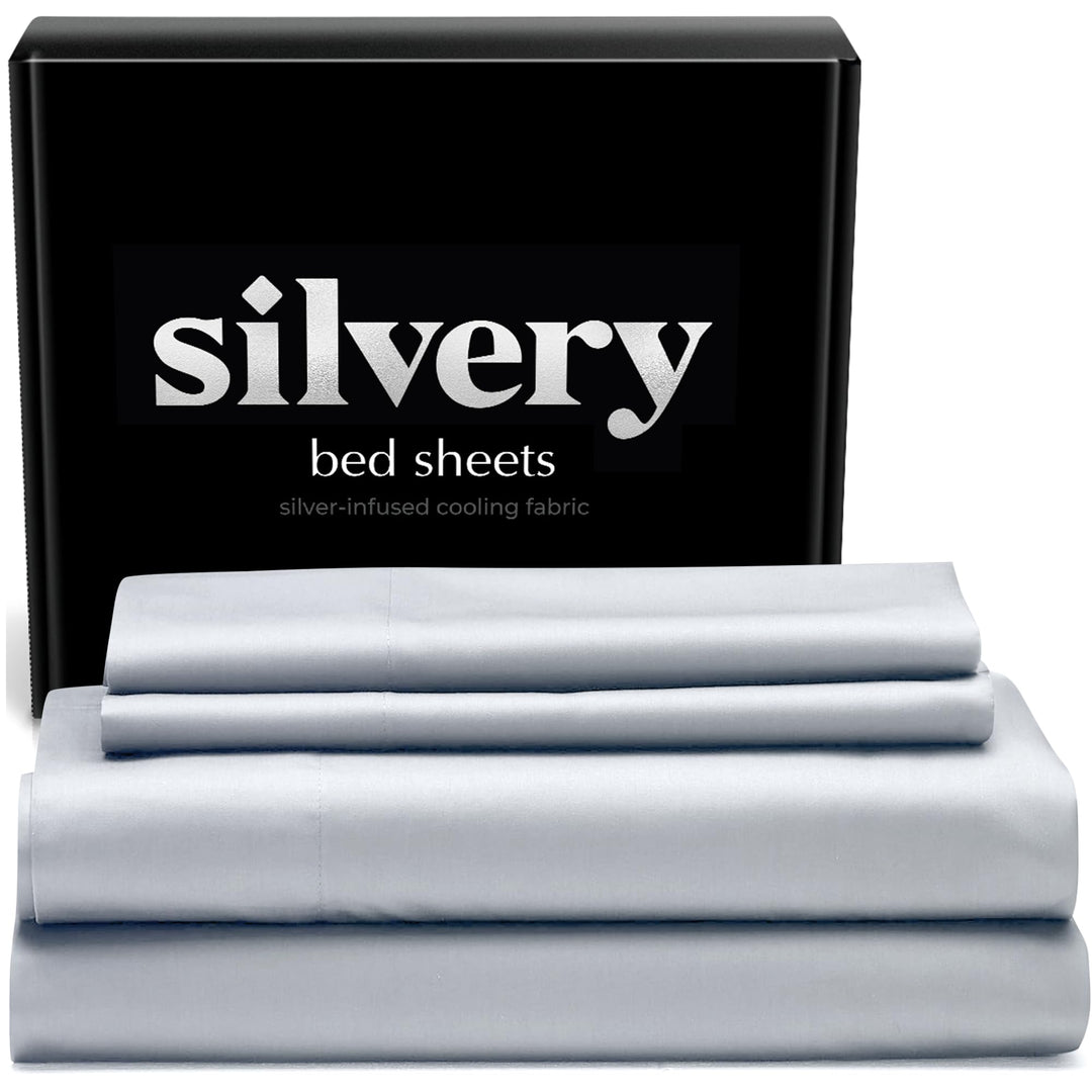 Silvery Silver Infused Bettwäsche-Set, preisgekrönter, selbstkühlender Stoff mit selbstreinigender S