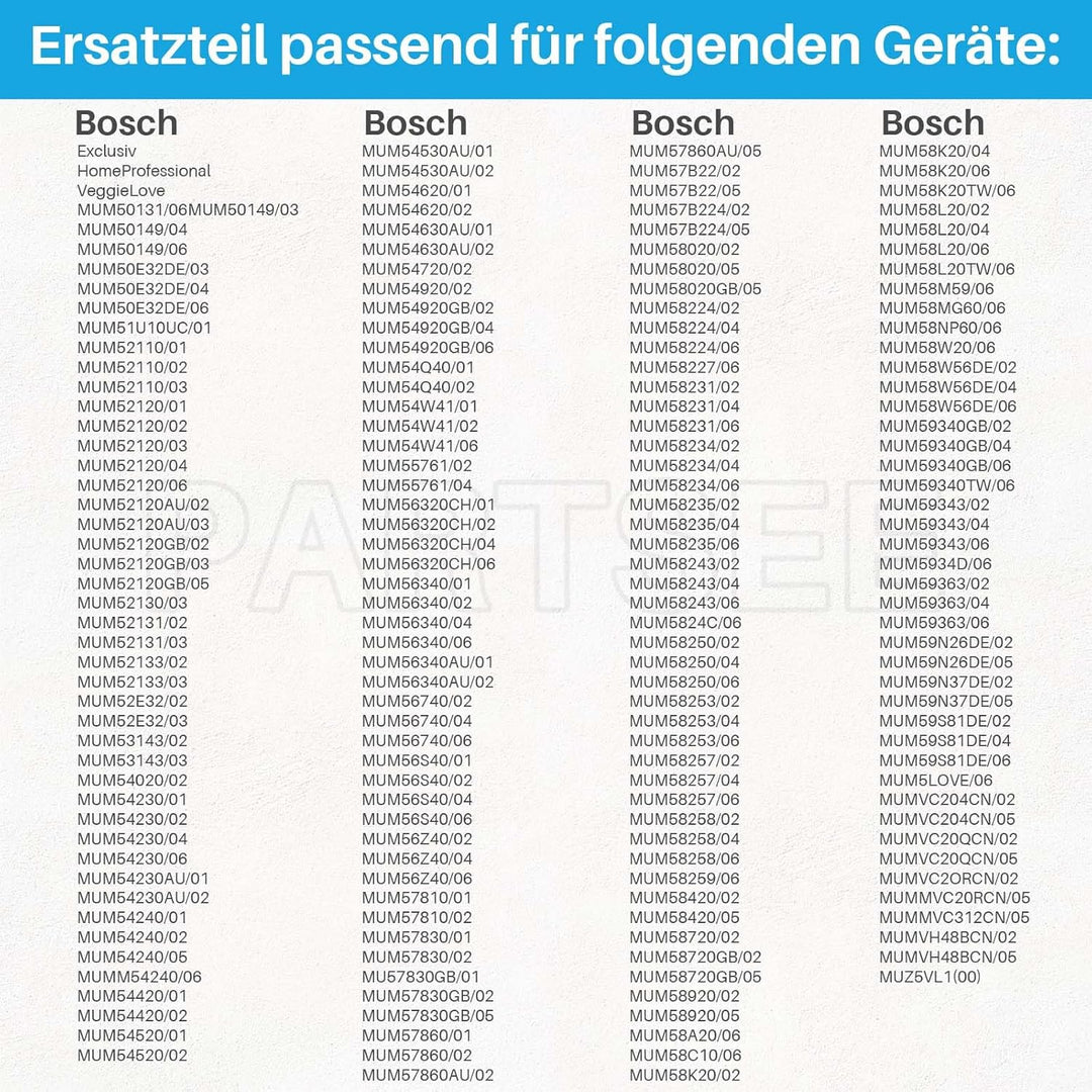 2 x Mitnehmer Flügelrad 160mm 630760 621923 für Bosch Küchenmaschine MUM5 MUMS MUMV MUZ5, Durchlaufs
