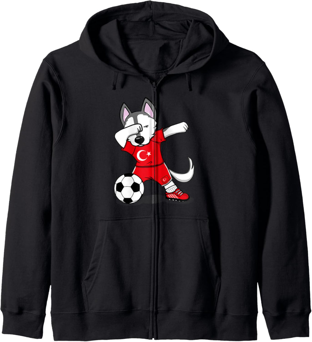 Tupfen Husky Türkei Fussball - Türkische Flagge Kapuzenjacke