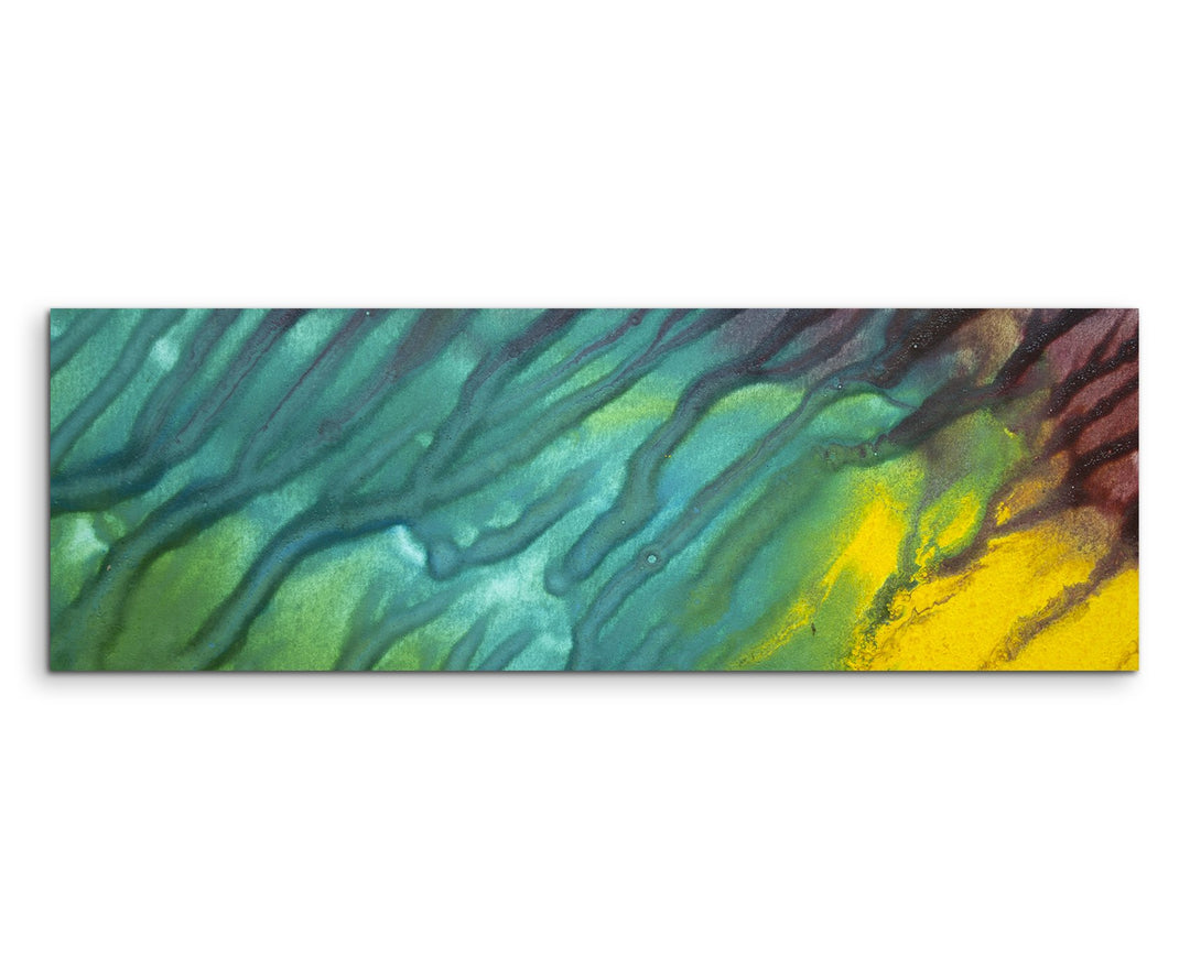 Wandbild 150x50cm Leuchtendes Aquarell mit Struktur auf Leinwand für Wohnzimmer, Büro, Schlafzimmer,
