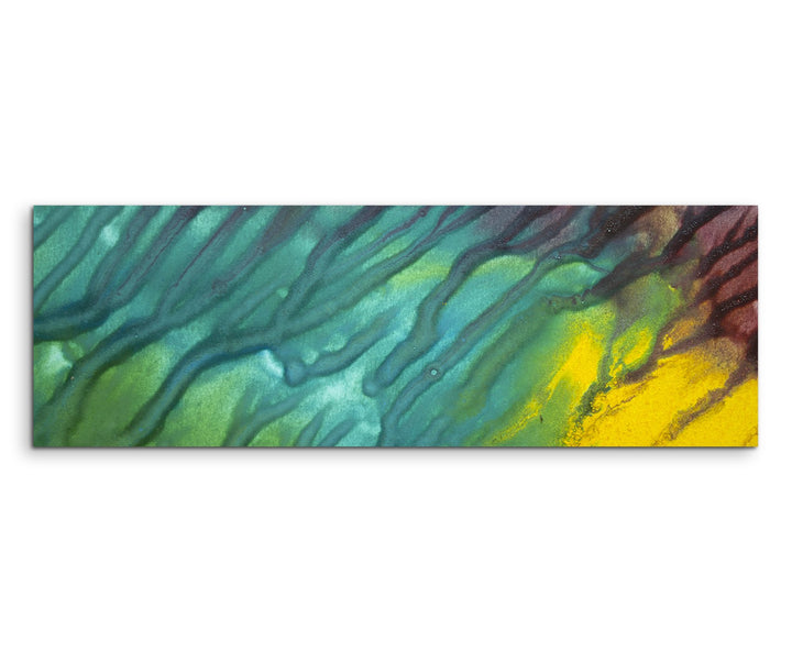 Wandbild 150x50cm Leuchtendes Aquarell mit Struktur auf Leinwand für Wohnzimmer, Büro, Schlafzimmer,