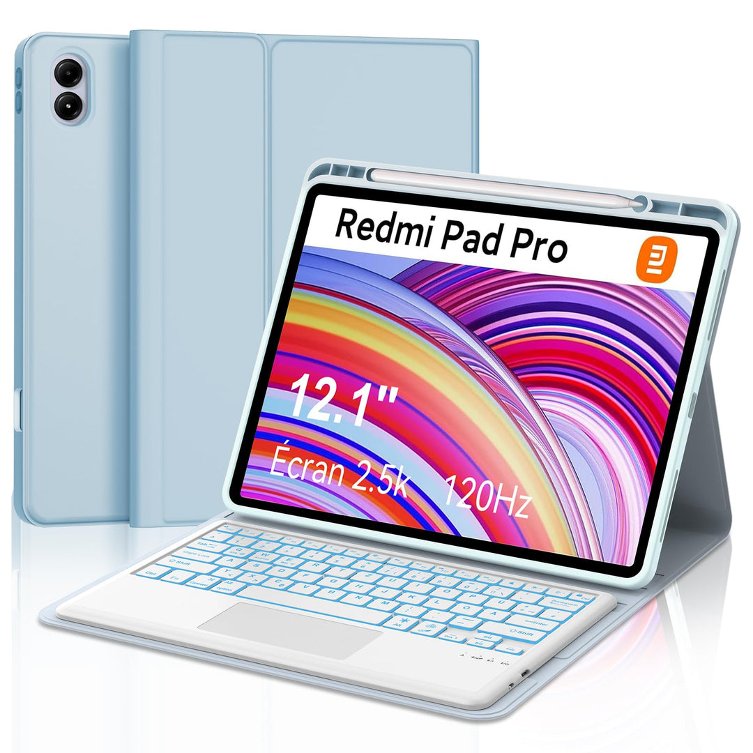 Xiaomi Redmi Pad Pro 12.1 Tastatur Hülle - Xiaomi Pad Poco 12.1 Zoll 2024, Multi Touch Trackpad, 7 F