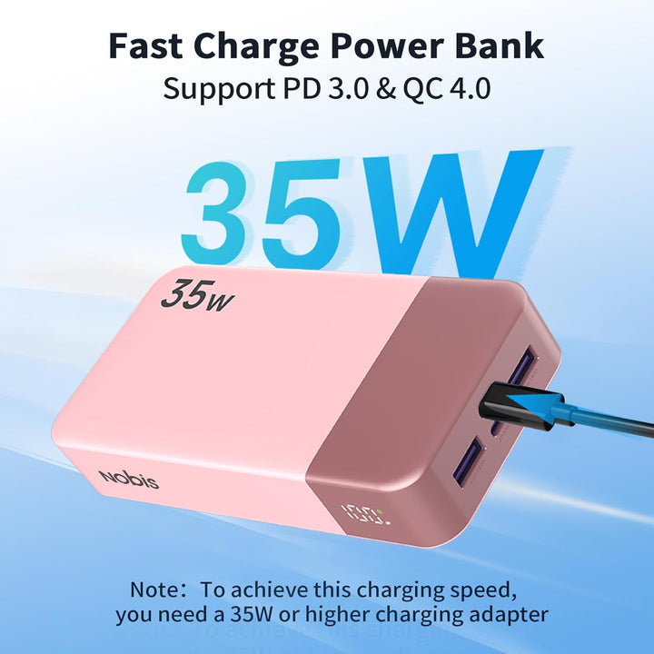 NOBIS Power Bank, Powerbank 20000mAh, 35W Externe Handyakkus Fast Charging, Externer Akku with C to