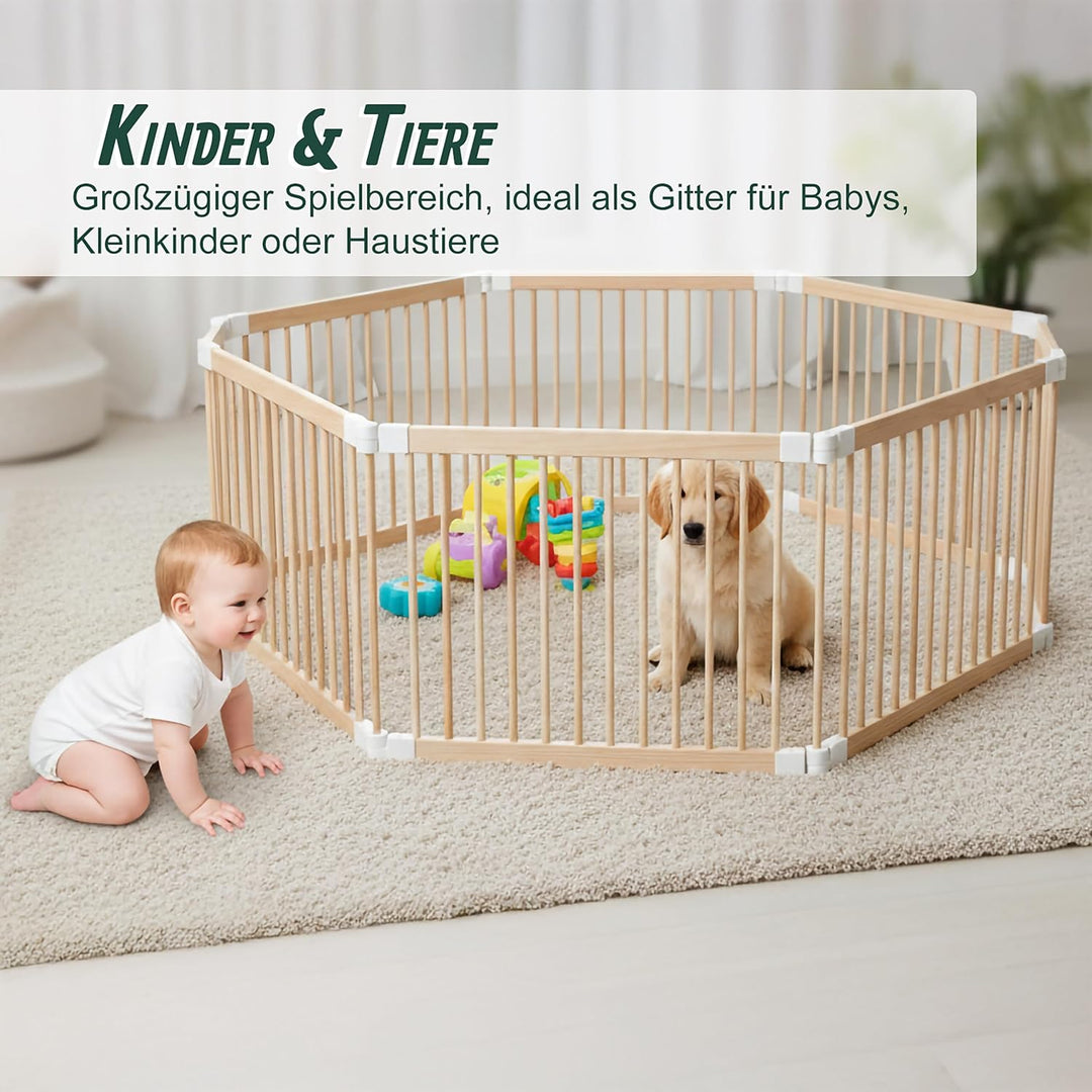 Relaxdays Laufstall Baby, Flexibles Laufgitter mit Tür, 8 Panel HxB: 61 x 84,5 cm, sichere Spielecke