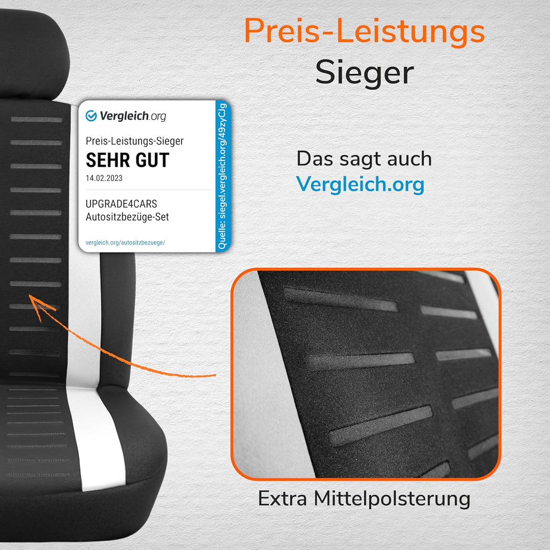 Upgrade4cars Autositzbezüge Set für die Vordersitze Version 2026 | Auto-Schonbezüge Universal in Wei