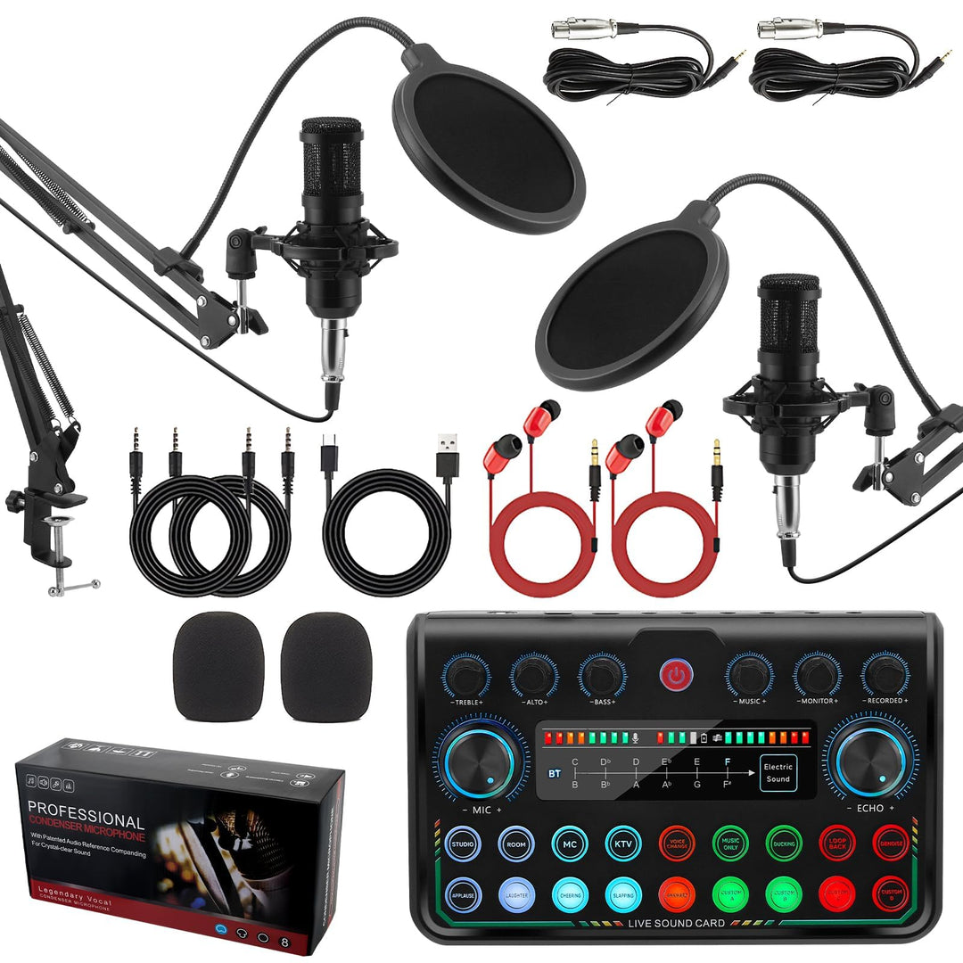 Podcast Mikrofon Bündeln für 2, Streaming-Mikrofon-Podcasting-Kit, DJ-Set-Audio-Interface mit P999ma