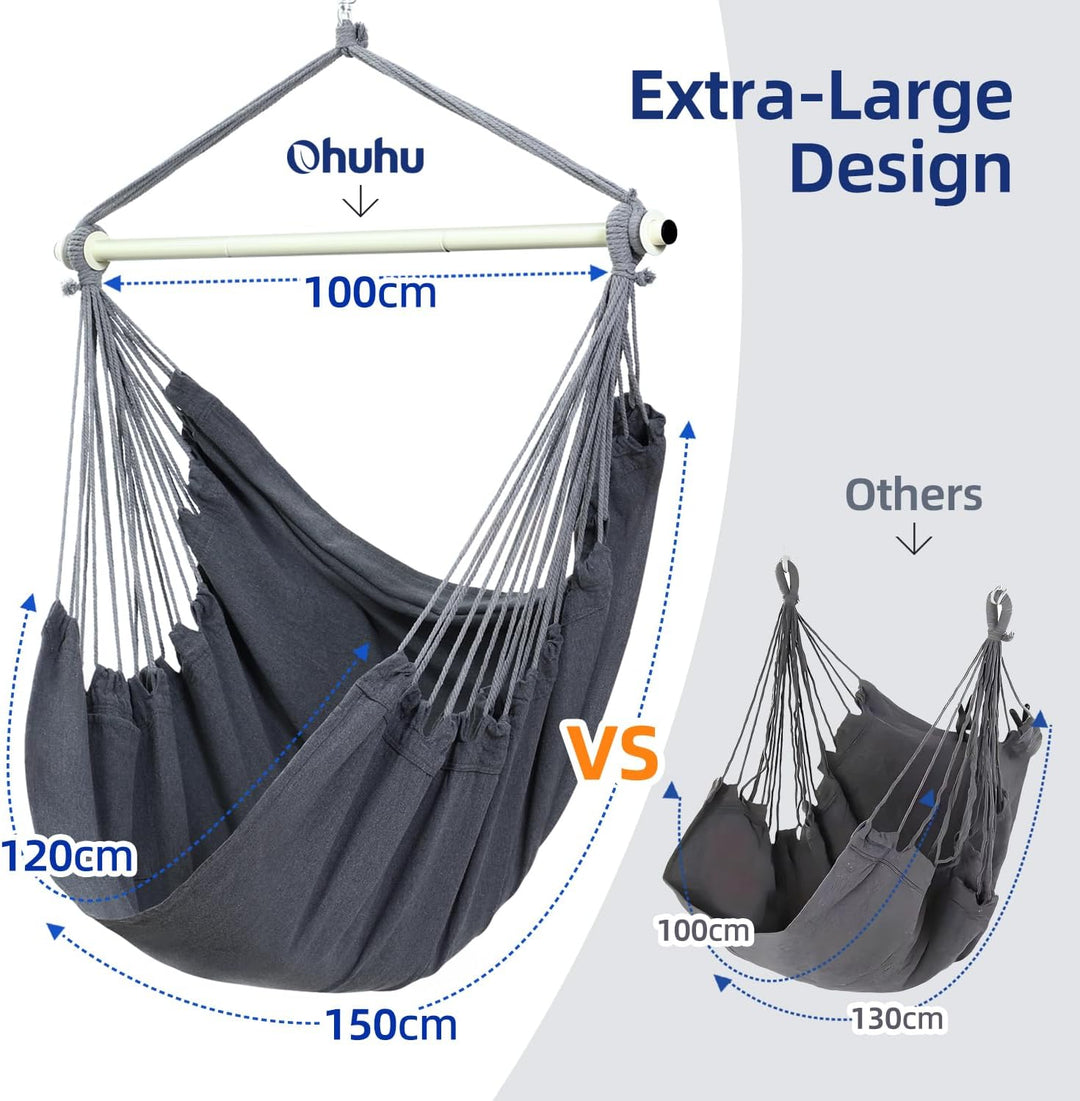 Ohuhu Hängesessel Outdoor XL, Hängesessels ohne Gestell bis 150 kg - Outdoor Sessel für Erwachsene &