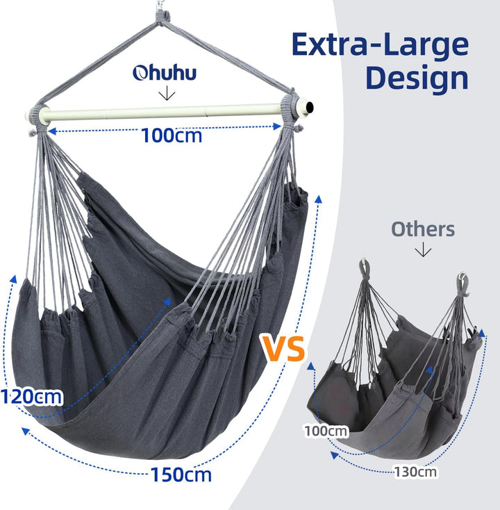 Ohuhu Hängesessel Outdoor XL, Hängesessels ohne Gestell bis 150 kg - Outdoor Sessel für Erwachsene &