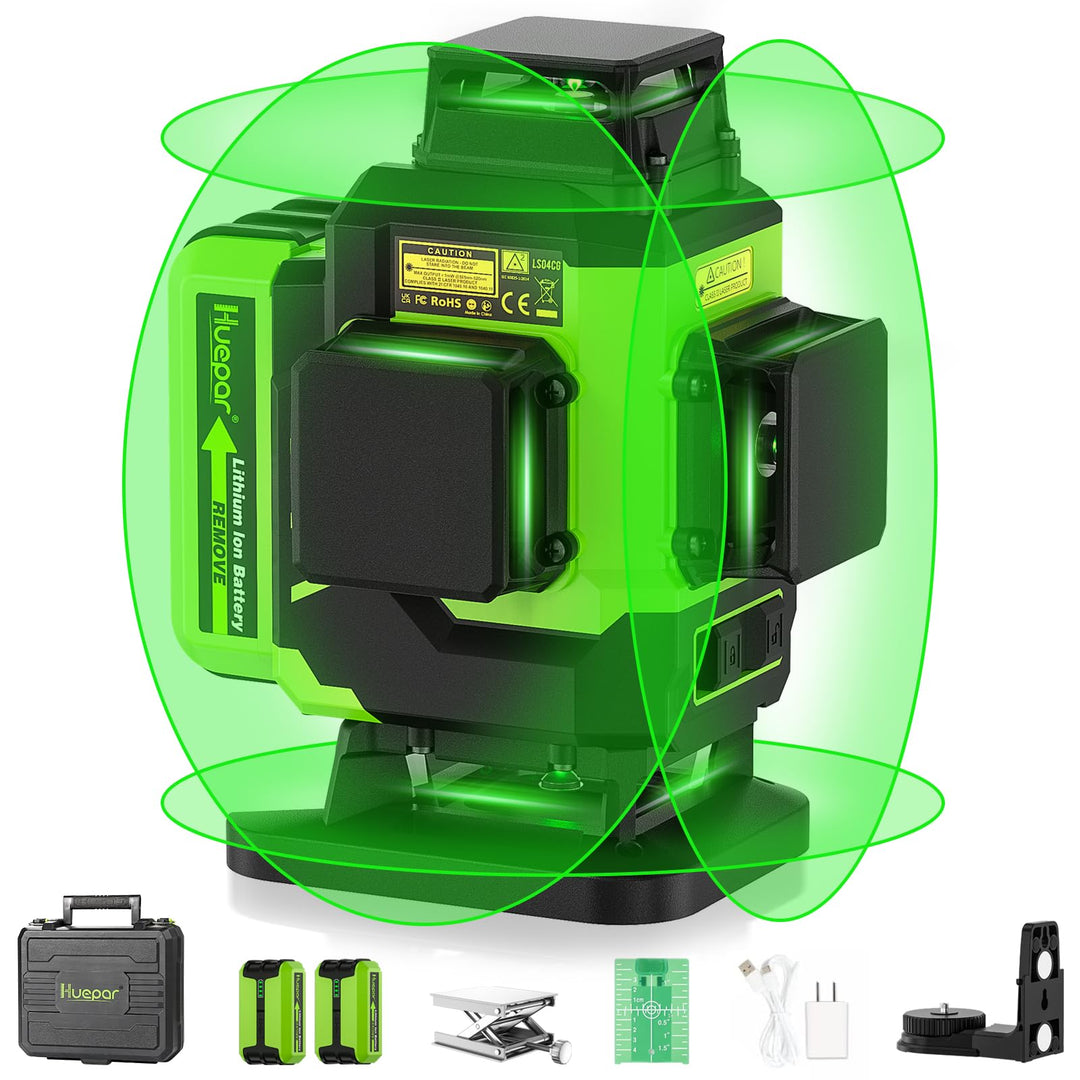 Huepar 4x360 Kreuzlinienlaser Selbstnivellierend 16 Linien Grüner Strahl 4D Linienlaser Fliesenboden