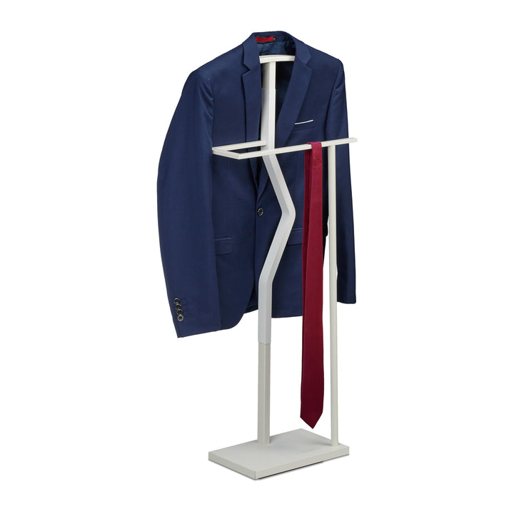 Relaxdays Herrendiener, Jackett & Hose, HxBxT: 107 x 48 x 20 cm, Metall & Holzoptik, Stiller Diener