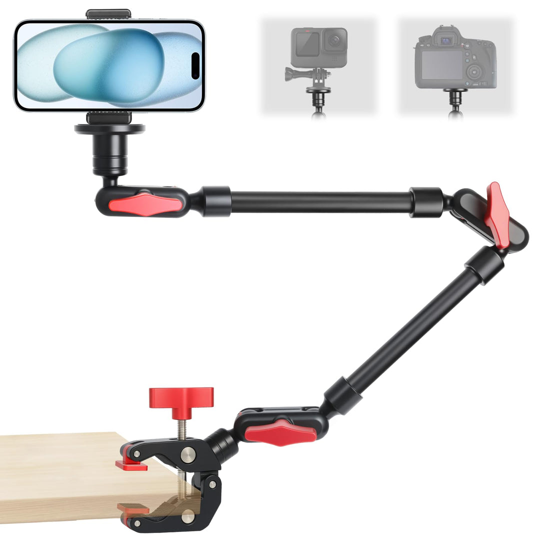 Magic Arm mit Super Clamp 23''/59cm, ZAKVOP Webcam Halterung mit Klemme, 360°Flexibel Magic Arm Clam