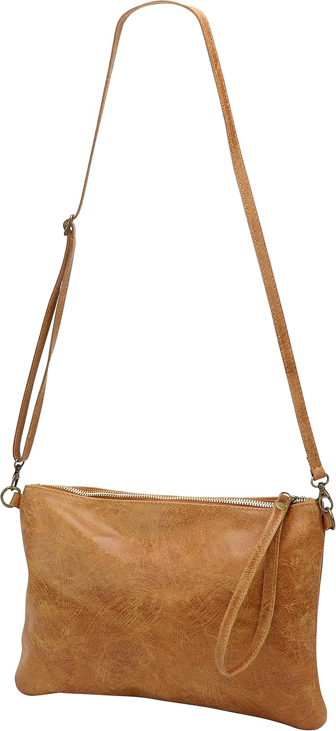 SH Leder Echtleder Umhängetasche Clutch im vintage look mittelgross Tasche Abendtasche 33x22cm Clara