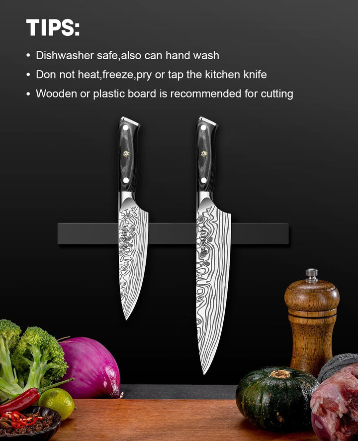 MOSFiATA Kochmesser Set, 6 Zoll Universalmesser und 9 Zoll Küchenmesser aus EN1.4116 Stahl Für Schne