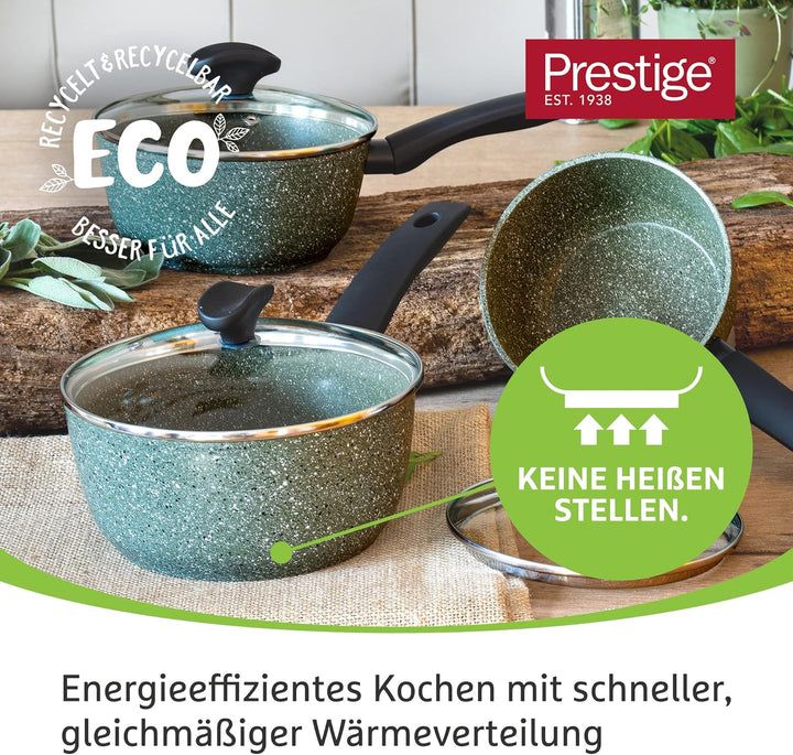 PRESTIGE Öko Pfannenset Induktion - Bratpfanne 20/28 cm & Bratpfanne 28 cm mit Deckel - Antihaft auf