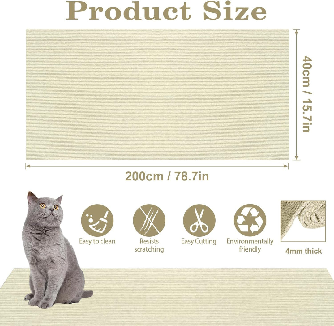 Kratzmatte Selbstklebend für Katzen - Kratzfestes Sofa, Wiederverwendbar Kratzteppich für Wand, DIY