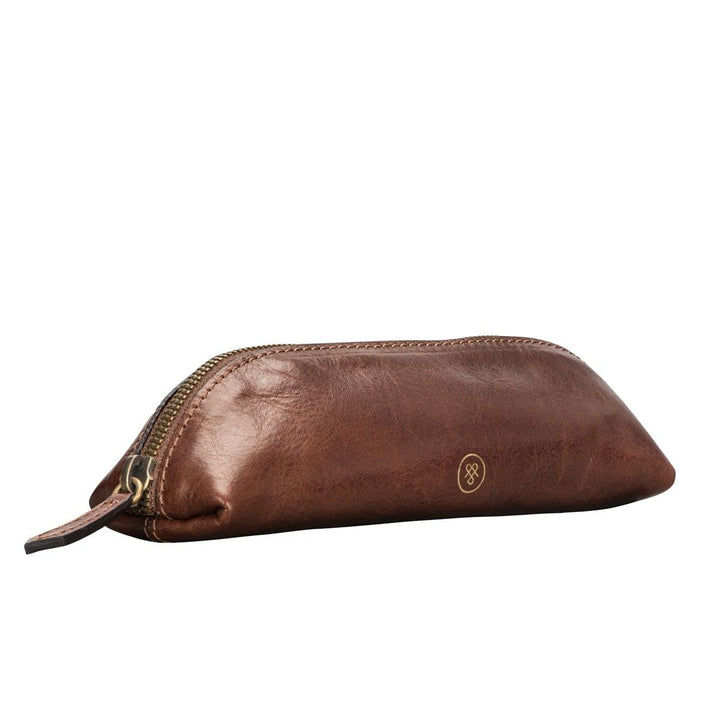 Maxwell Scott Italienisches Leder Federmäppchen Felice in Cognac Braun, Cognac Braun