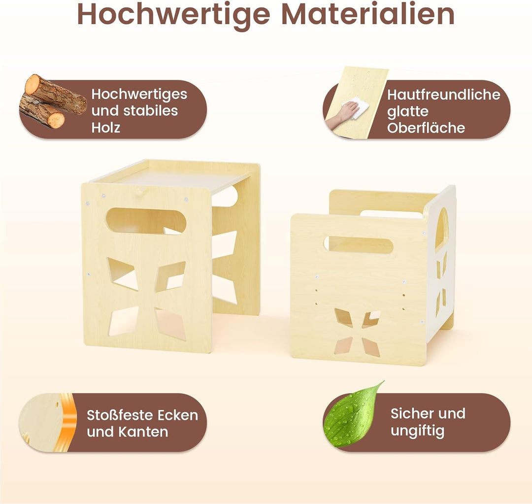 Montessori Tisch Stuhl Set für Kinder-Kindertisch mit Blackboard- Konvertierbar Kleinkindertischset