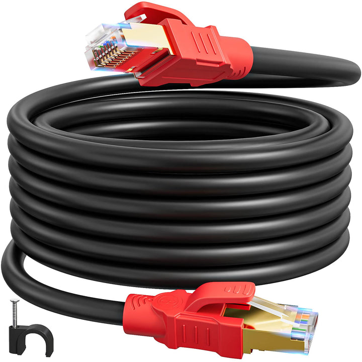 Lan Kabel Cat 8 20 Meter, Netzwerkkabel 20m Schwarz S/FTP Schirmung 40Gbps Hochgeschwindigkeit 2000M