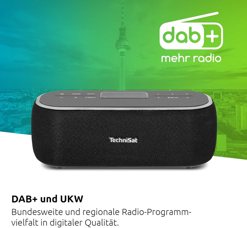 TechniSat VIOLA BT 1 - tragbarer Bluetooth-Lautsprecher mit DAB+ Digitalradio (UKW, DAB, Uhr, Weckti