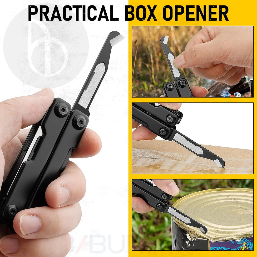 BIBURY Mini Multitool Zange Mit Unsichtbare Pinzette, 10 in 1 EDC Multi Tool Mit Glasbrecher Rückenc