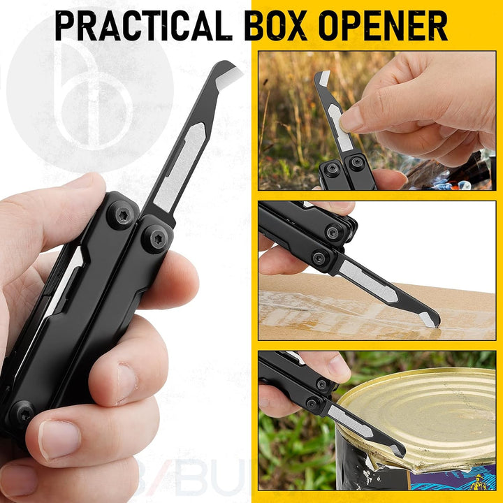 BIBURY Mini Multitool Zange Mit Unsichtbare Pinzette, 10 in 1 EDC Multi Tool Mit Glasbrecher Rückenc