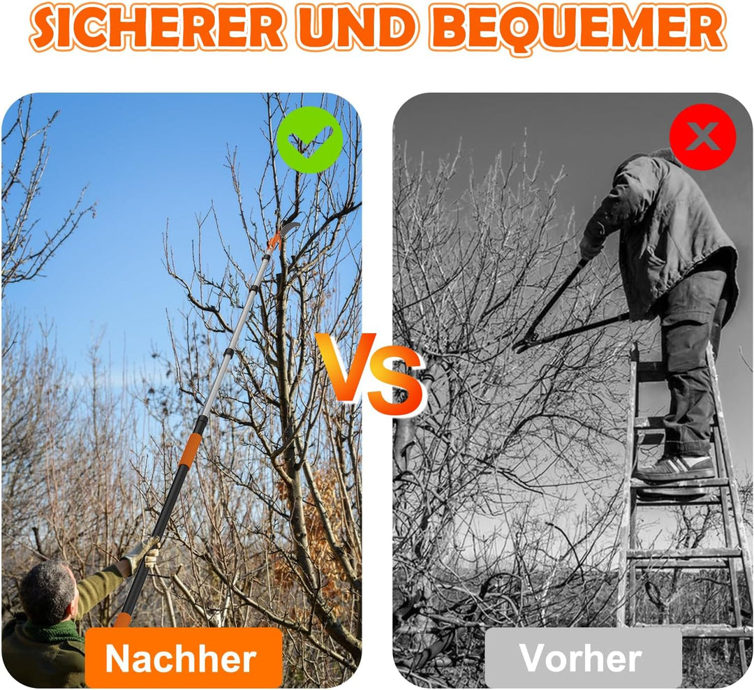 SISUPASSIE 6m Hochentaster mit Teleskopstiel, 2-in-1 Teleskop Astsäge für Äste, Professionelle Baums