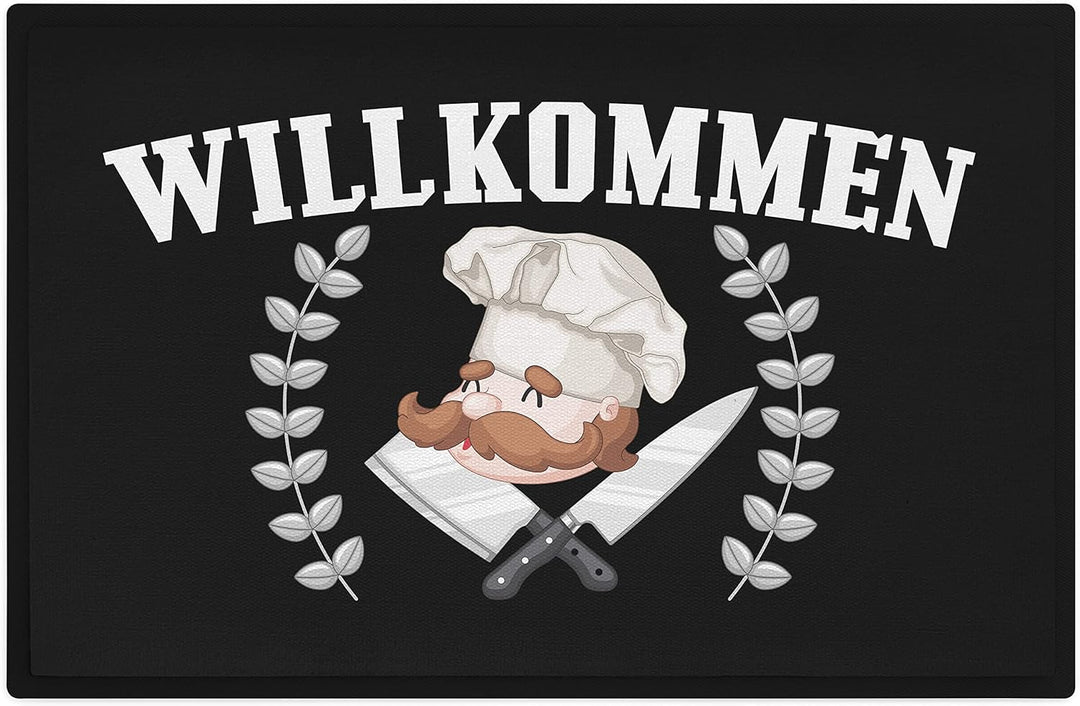 Trendation - Willkommen Fussmatte Grafik Schmutzfangmatte Geschenk Aussen Innenbereich 60x40 cm Wasc