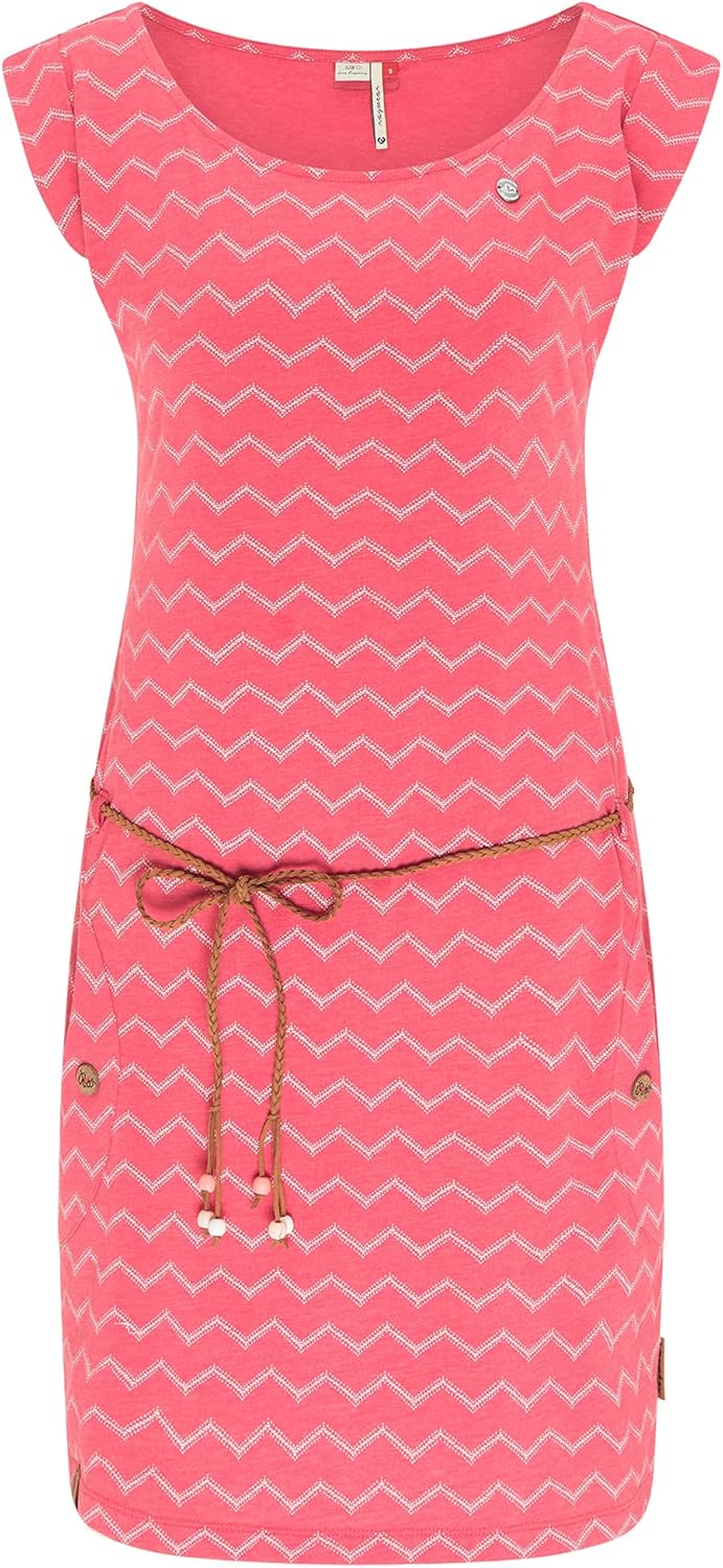 Ragwear TAGG Zig ZAG Damen Frauen Kurzarmkleid,Kleid,Freizeitkleid,Sommerkleid,Shirtkleid,Kurzarm,Ta