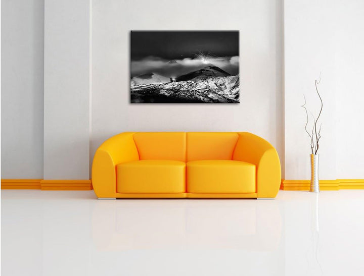 Pixxprint Gefährlicher Vulkanausbruch als Leinwandbild/Grösse: 100x70 / Wandbild/Kunstdruck/fertig b