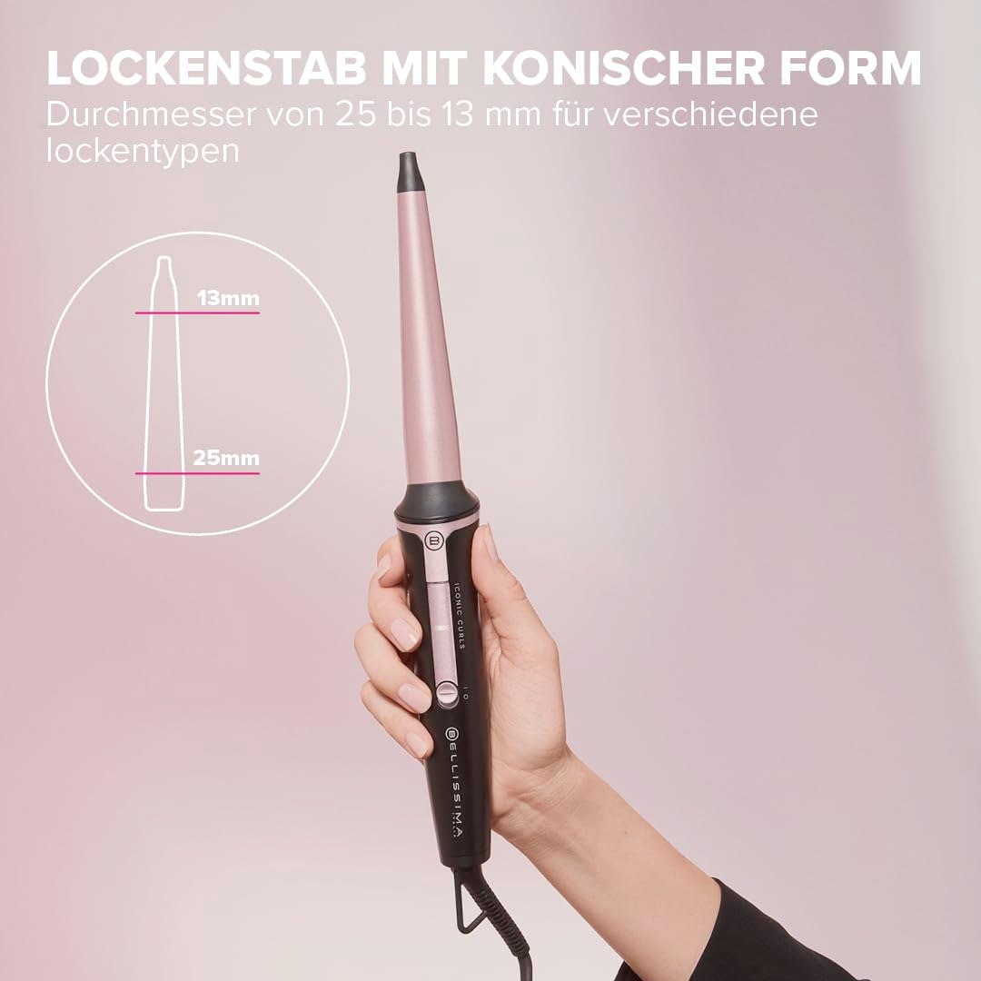 Bellissima Iconic Curls, Lockenstab, Keramikbeschichtung, konische Form für weiche Locken und defini
