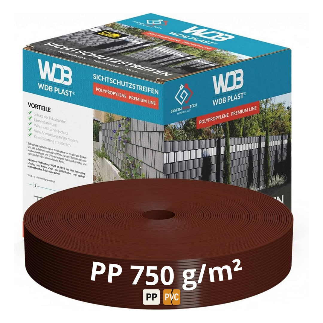 WDB - Sichtschutzstreifen für Doppelstabmatten Sichtschutz Zaun - 4,75 cm x 50 m - Hart PP Windschut