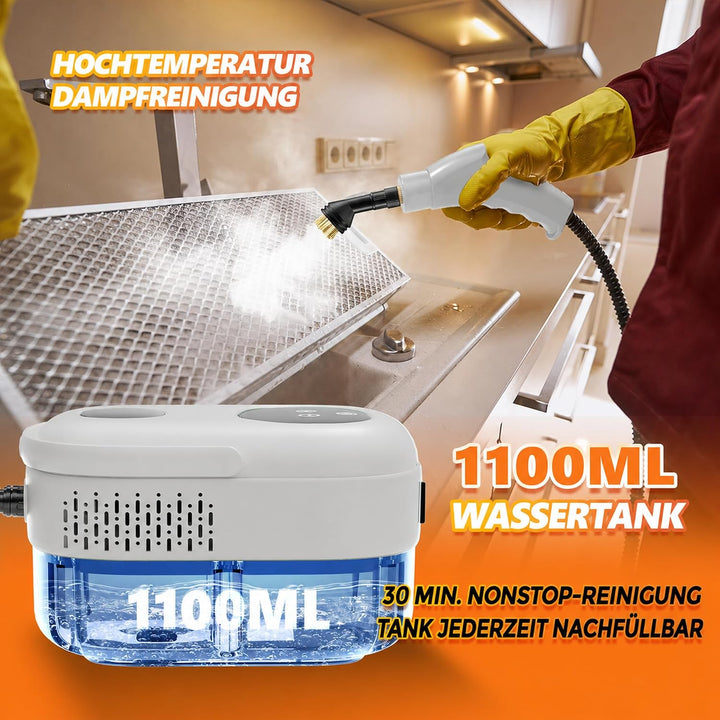 Dampfreiniger Handgerät, Steam Cleaner, 15 Sekunden Aufheizzeit, 1.1L Wassertank, Dampfreiniger für
