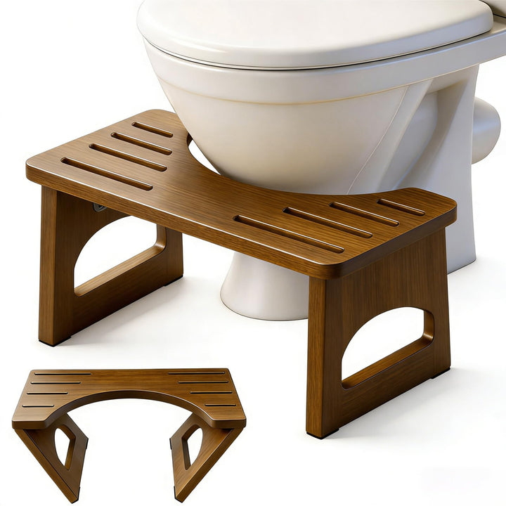 RayLove Physiologischer Toilettenhocker aus Holz, Klappbarer Toilettenhocker aus Holz, 35 Grad strap