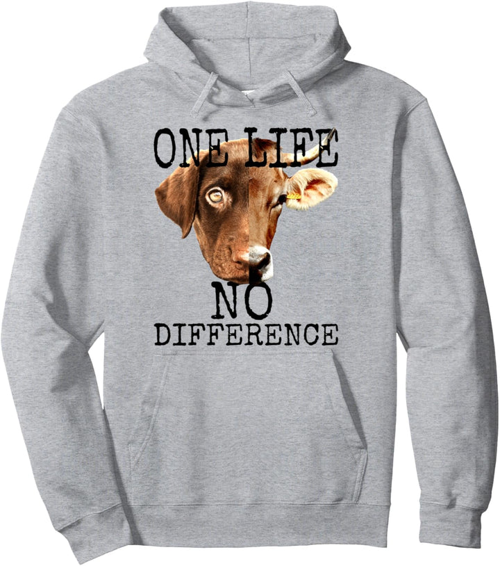 One Life No Difference Vegan Vegetarier Tierliebe Veganer Pullover Hoodie