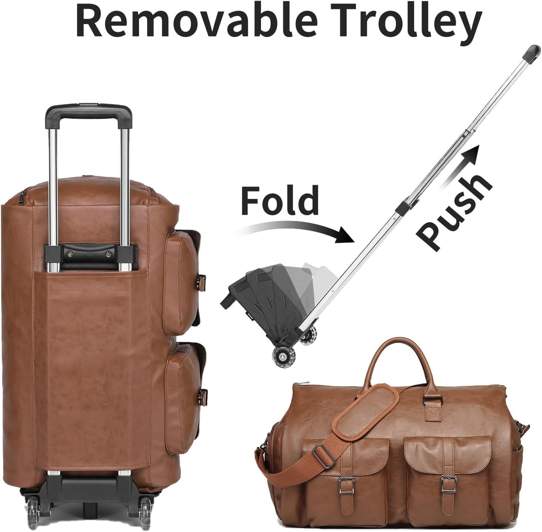 seyfocnia Kleidersack mit Rollen, Reise-Kleidersack mit Schuhfach, Rolltasche mit Rollen A4, Braun,